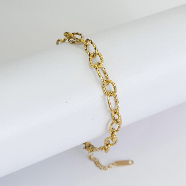 Pulsera Dorada Eslabón Texturizado
