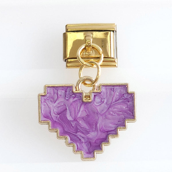 Charm Corazón Pixel Lila