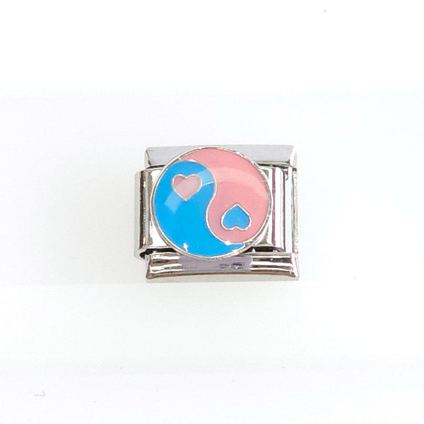 Charm Yin Yang Corazón Rosa y Celeste