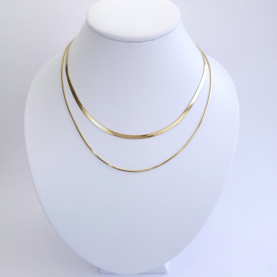 Collar Dorado Doble Planchado y Liso