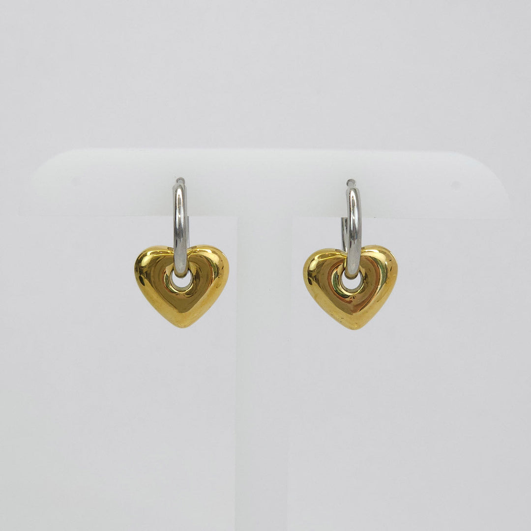 Par de Arracadas Corazón Pleada y Dorada