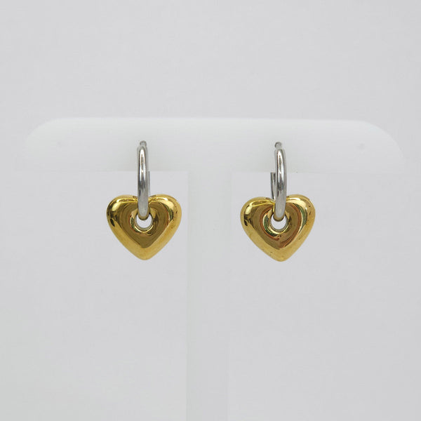 Par de Arracadas Corazón Pleada y Dorada