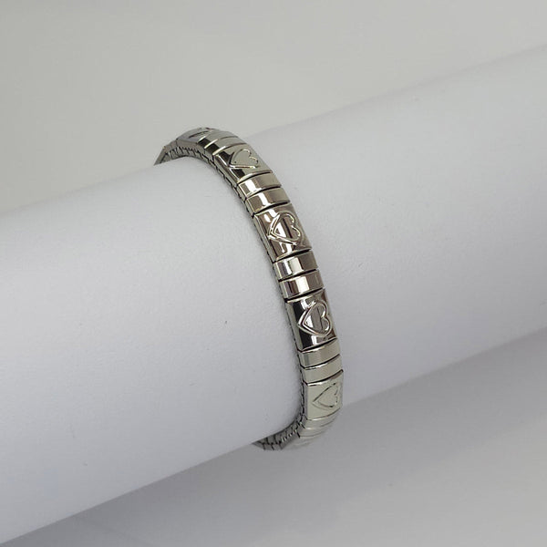 Pulsera Plateada con Corazones Flexible