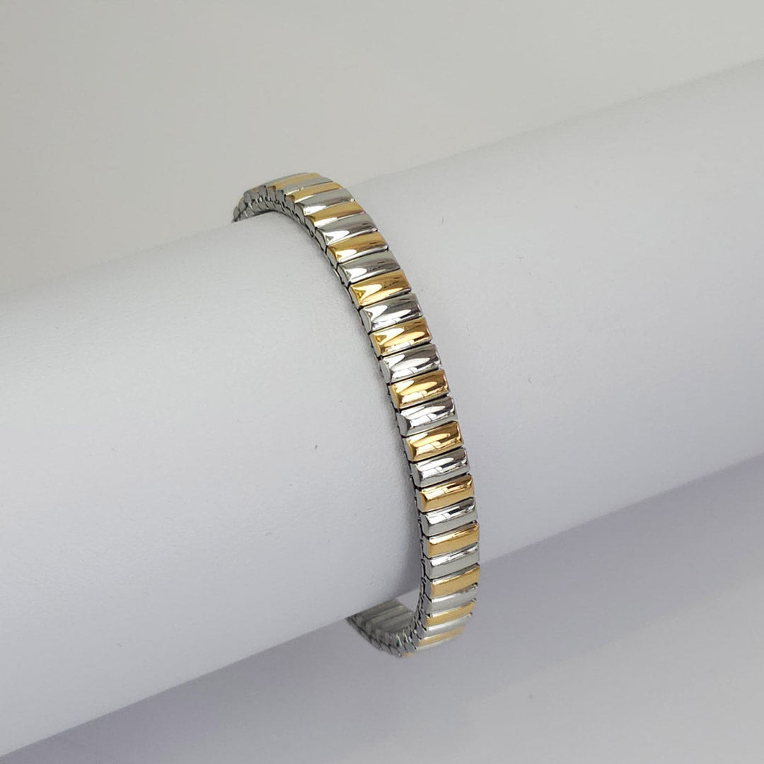 Pulsera Plateada y Dorada Intercalada Flexible (7mm)