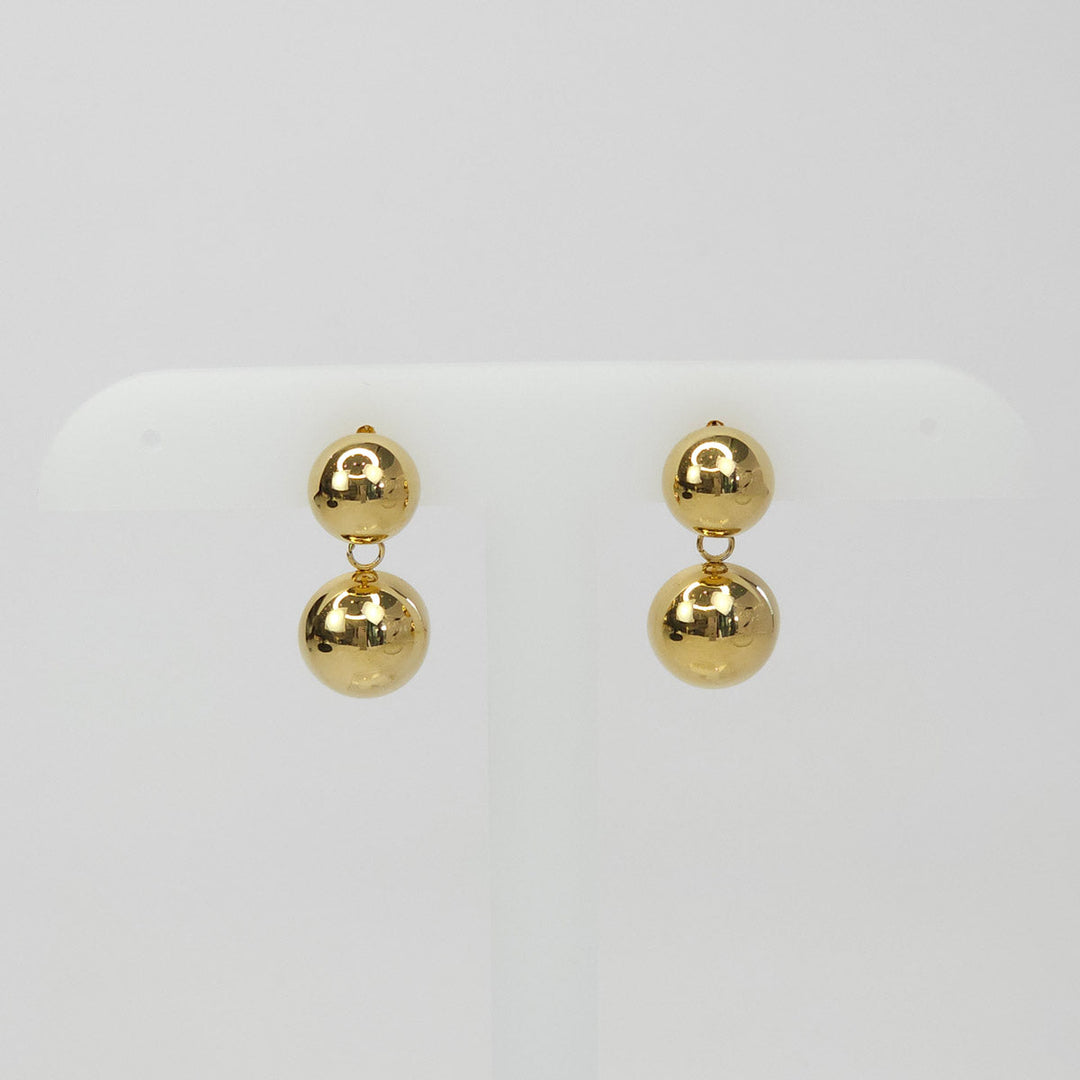 Par de Aretes Dorados con 2 Esferas