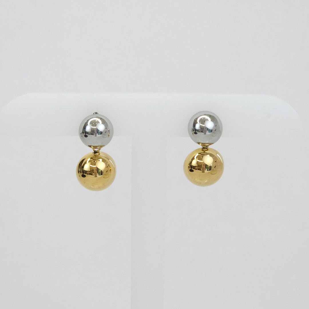 Par de Aretes Dorados y Plateados con 2 Esferas