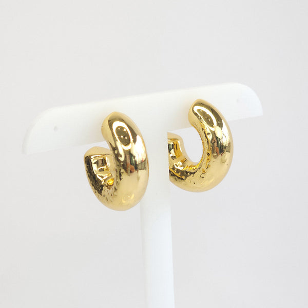 Par de Aretes Dorados Tipo C con Textura