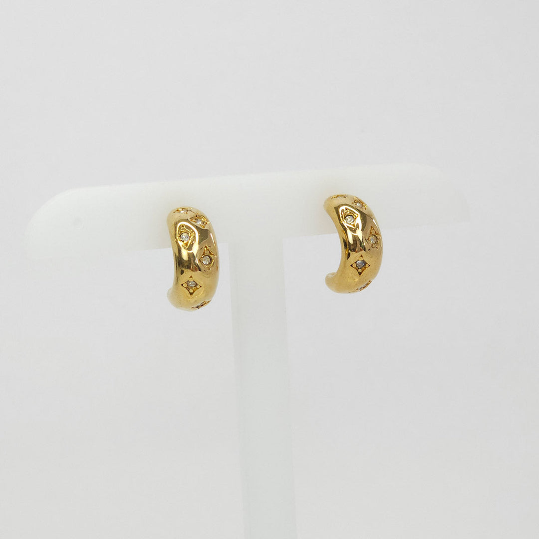 Par de Aretes Dorados Rombos y Brillantes