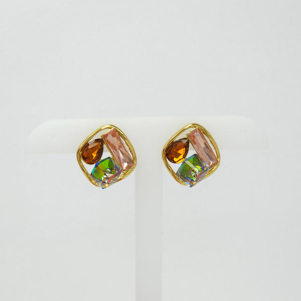 Par de Aretes con Piedras Brillantes de Colores