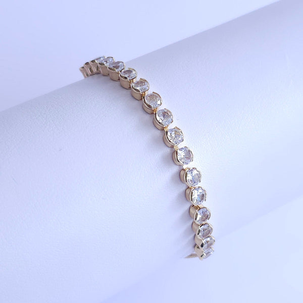 Pulsera Tenis Dorada con Brillantes y Ajustable