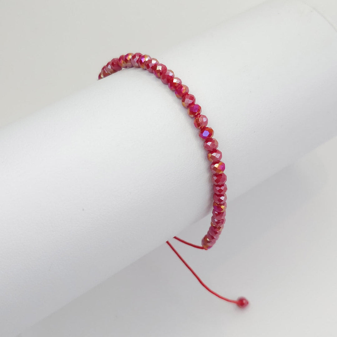 Pulsera Tejida con Cristales Roja