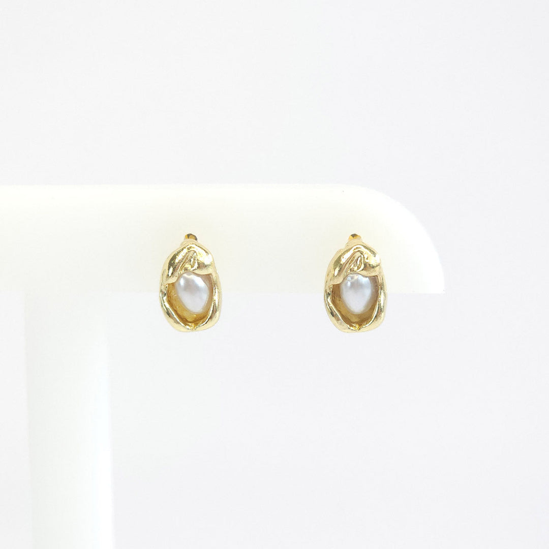 Par de Aretes con Textura y Perlas