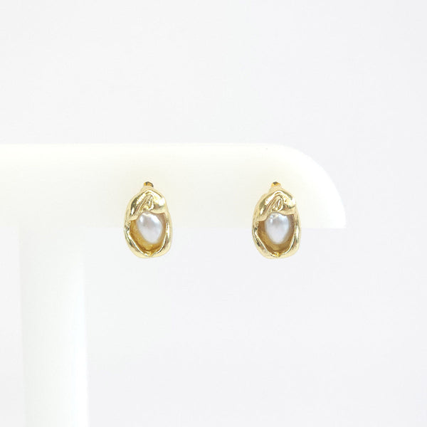 Par de Aretes con Textura y Perlas