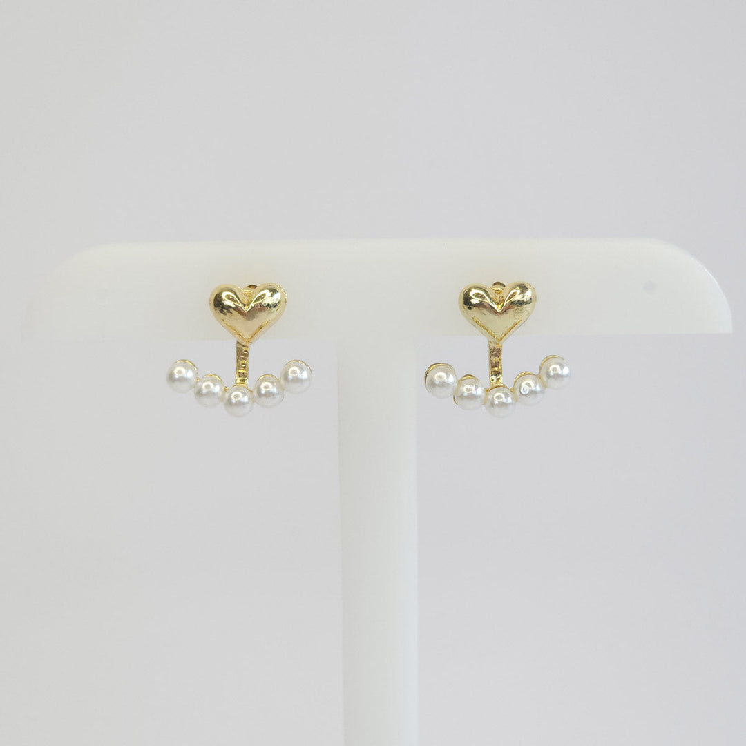 Par de Aretes Corazón y Perlas