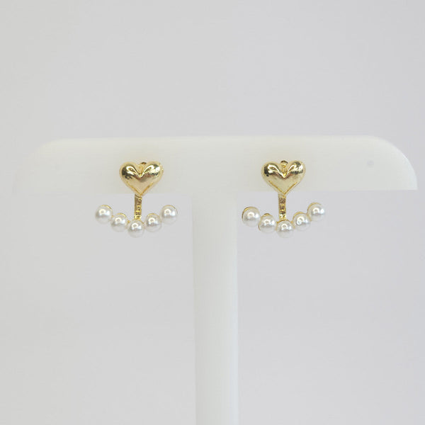 Par de Aretes Corazón y Perlas