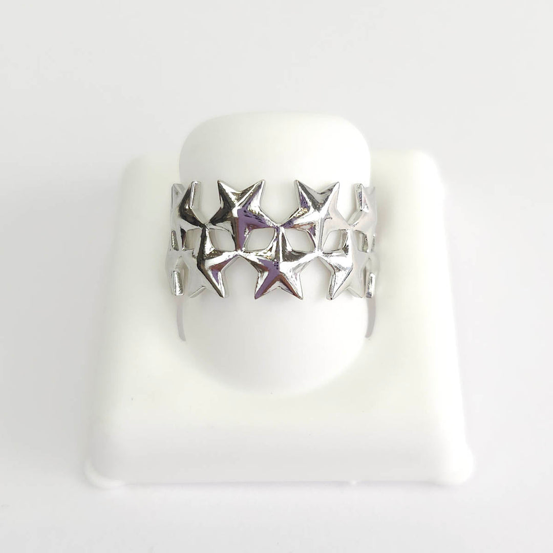 Anillo Ajustable de Estrelladas Plateado