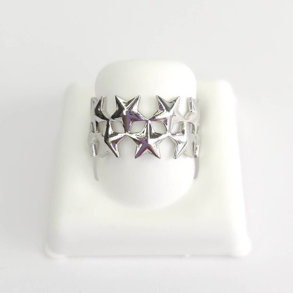 Anillo Ajustable de Estrelladas Plateado