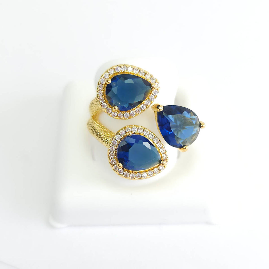 Anillo Azul con Cristales