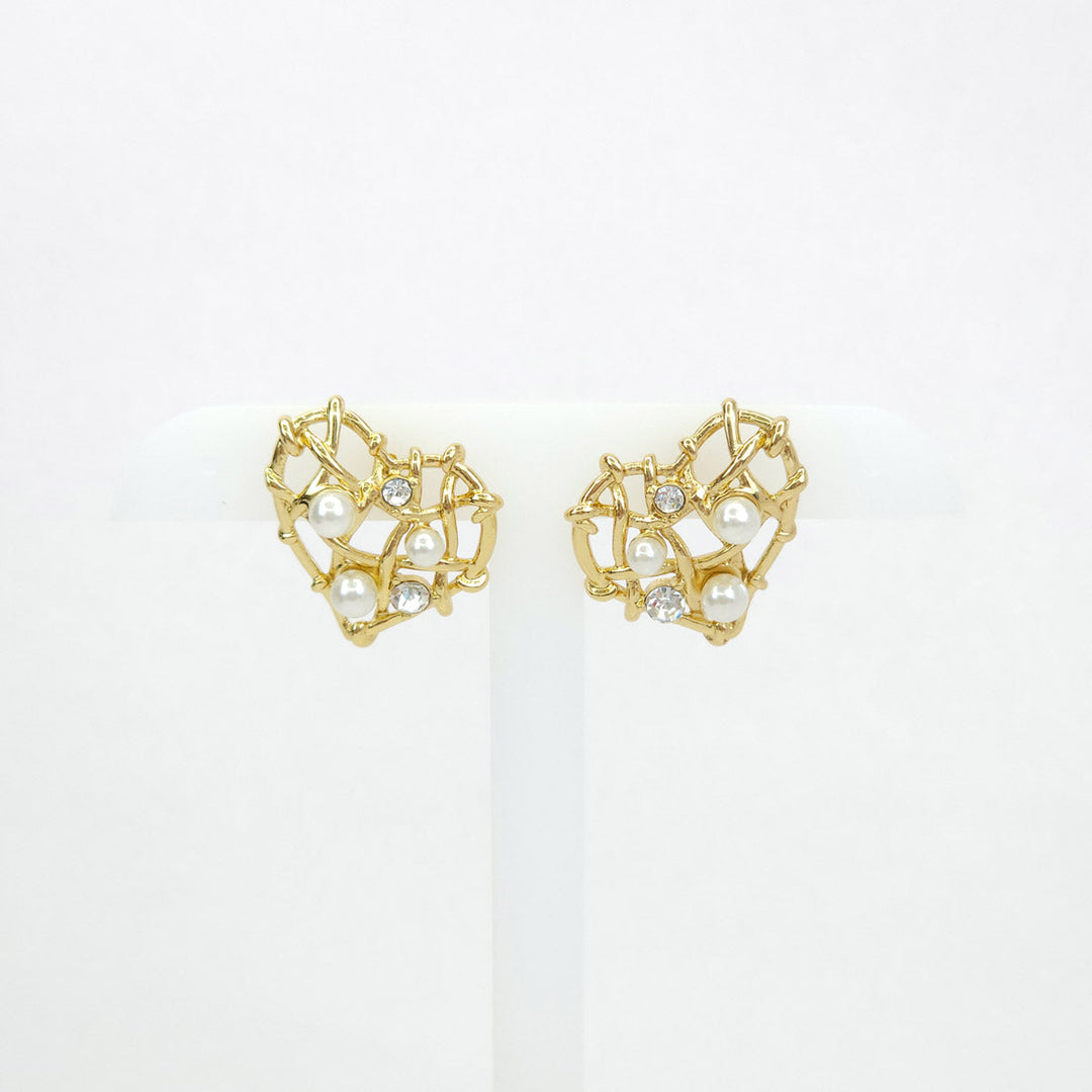 Par de Aretes Corazón con Brillos