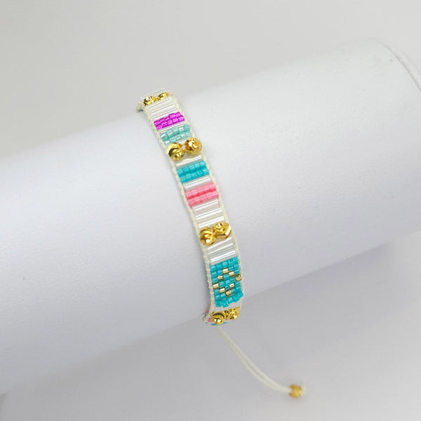 Pulsera Tejida con Cristales y Perlas