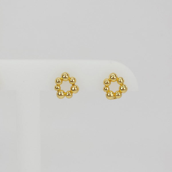 Par de Aretes Dorados Circulo de Bolitas