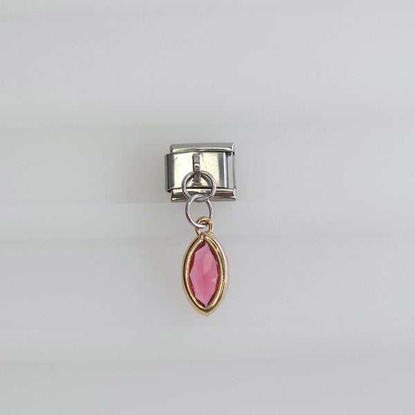 Charm plateado de cristal colgante color rojo