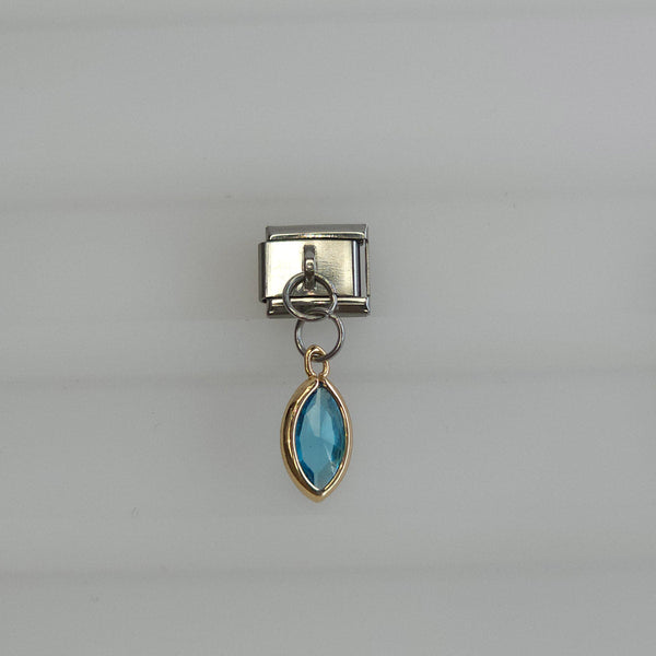Charm plateado de cristal colgante color turquesa