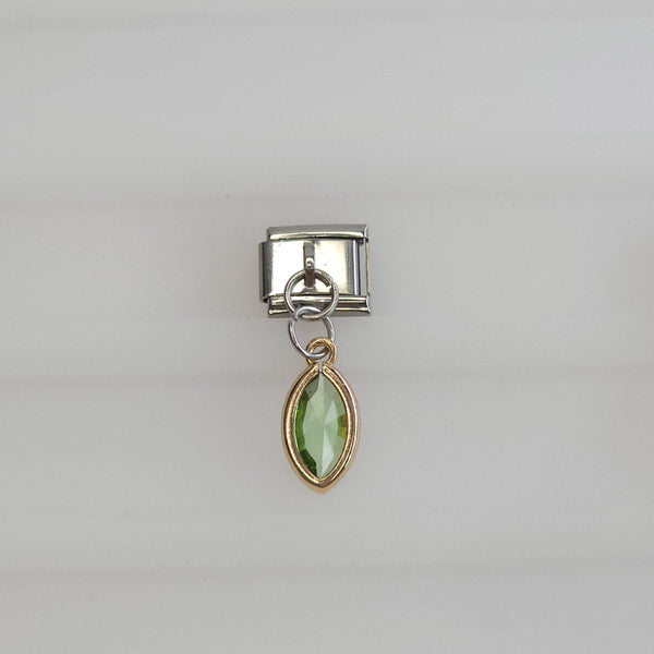 Charm plateado de cristal colgante color verde