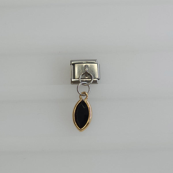 Charm plateado de cristal colgante color negro