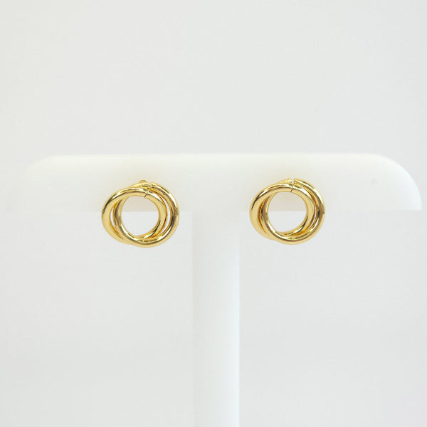 Par de aretes doble círculo dorado 