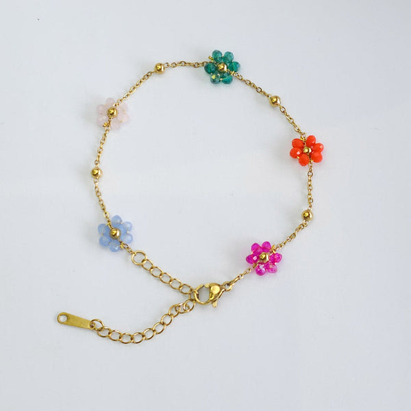 Pulsera flor multicolor de cristales