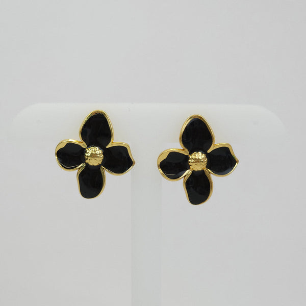 Par de aretes flor negra