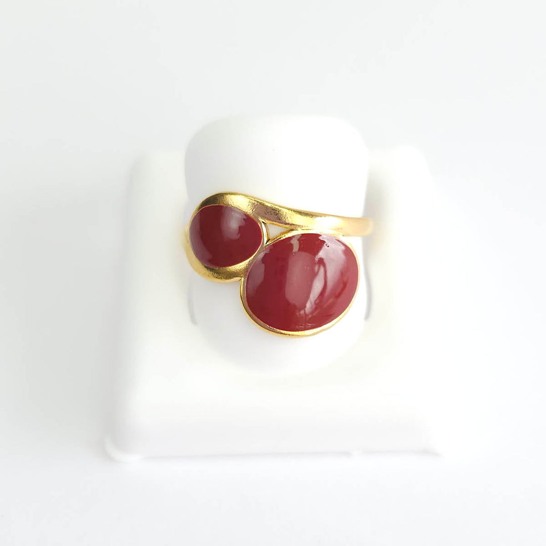Anillo piedra doble roja