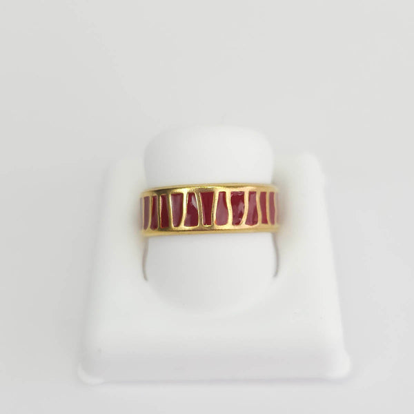 Anillo de textura de lineas rojas 