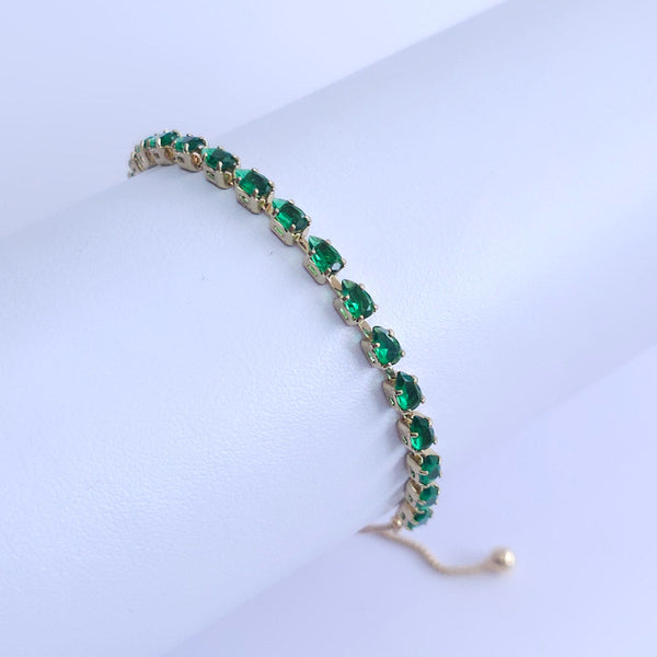 Pulsera de cristales verdes ajustable