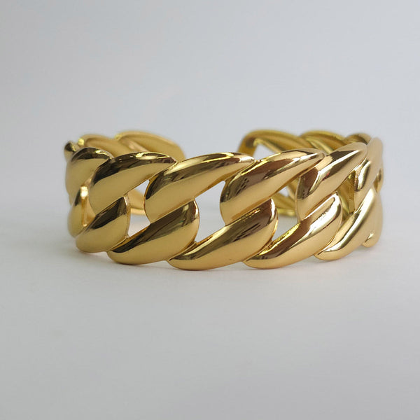 Anillo de eslabones trenzado dorado ajustable