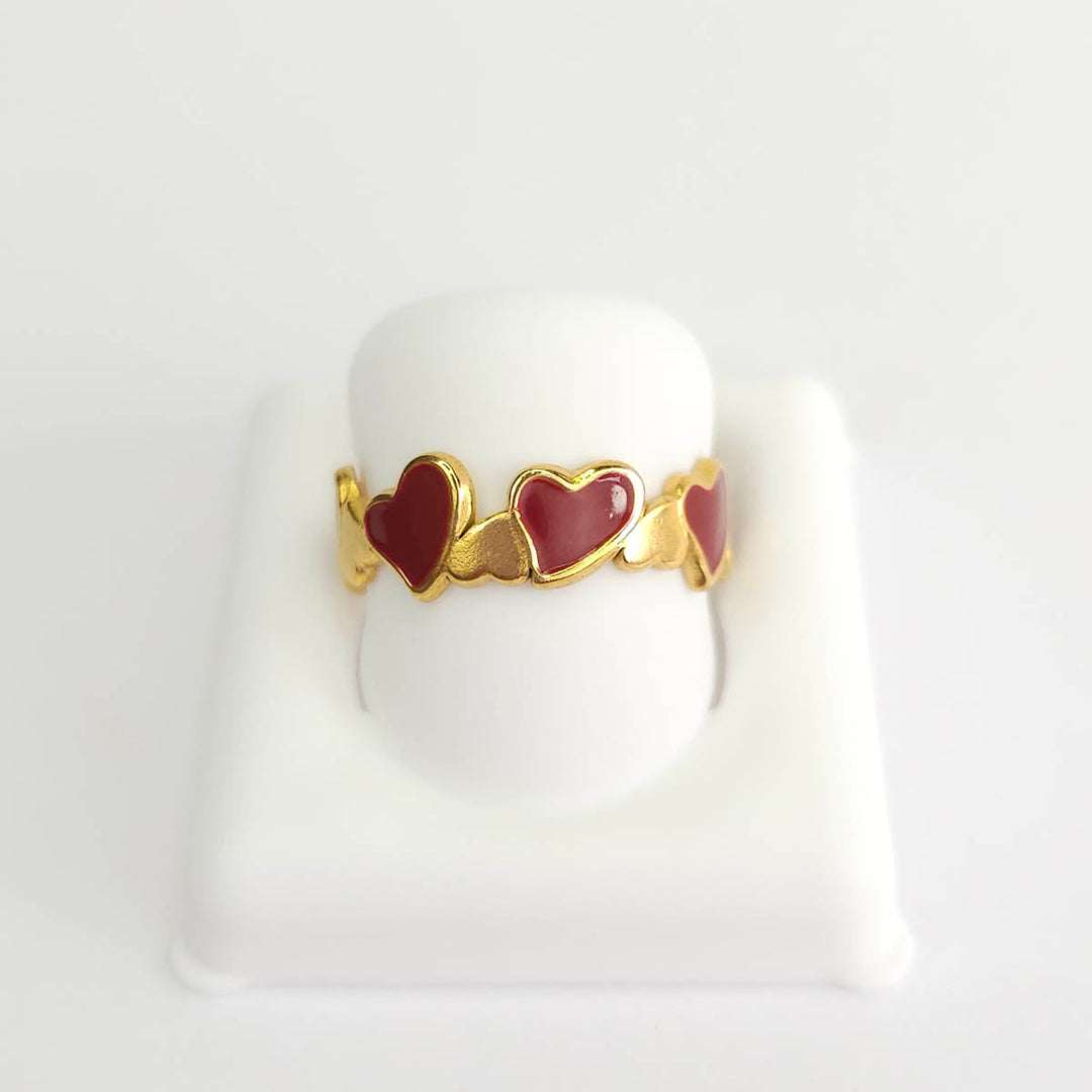 Anillo Corazones Esmaltados 