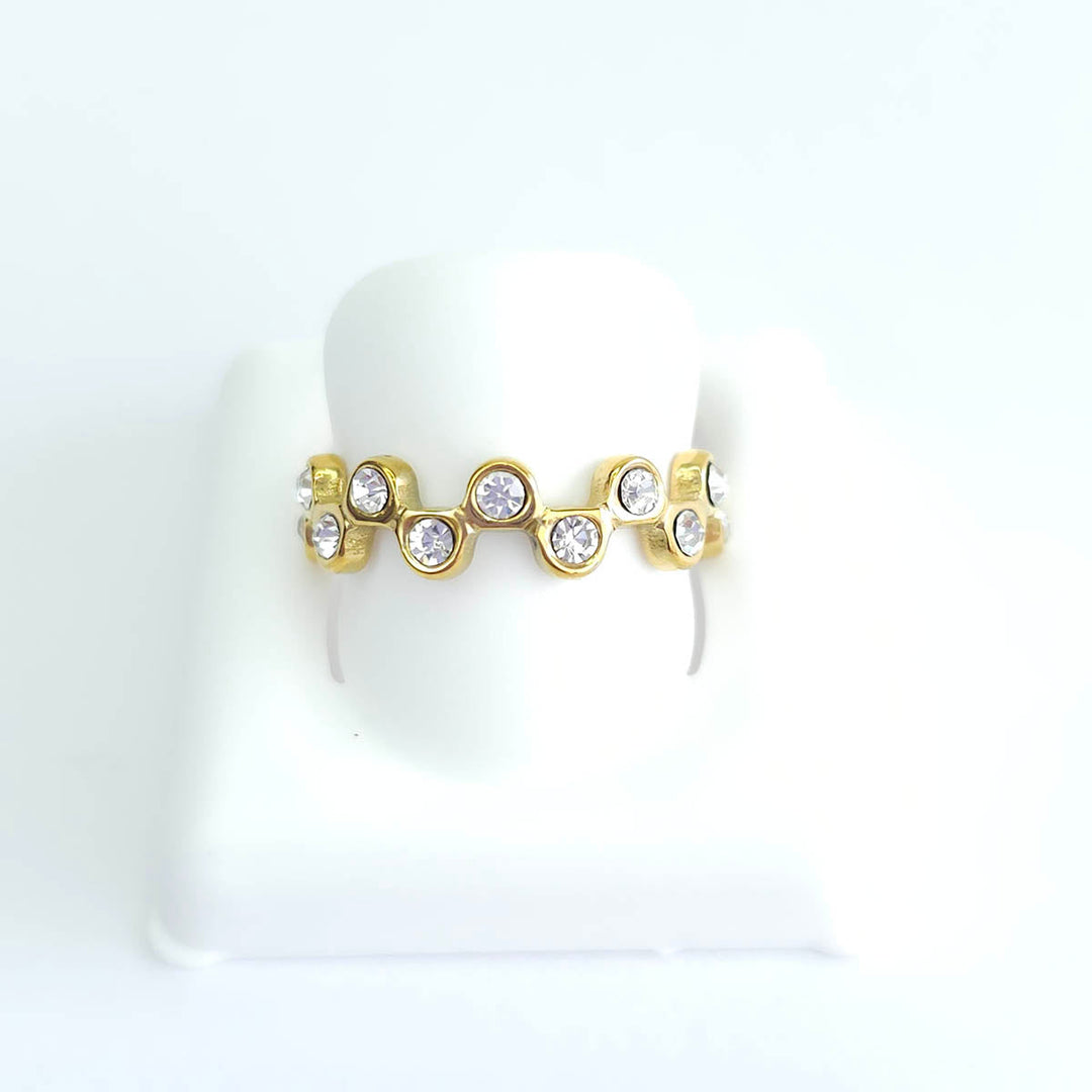 Anillo Zigzag con Brillos 