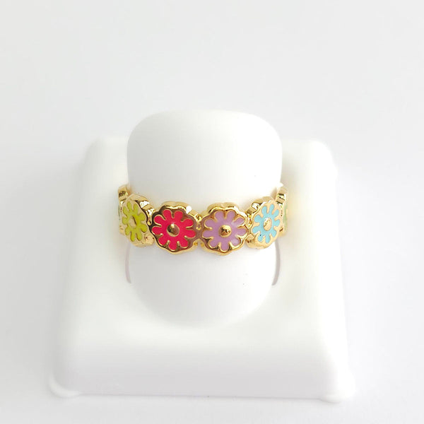 Anillo con Flores Esmaltado