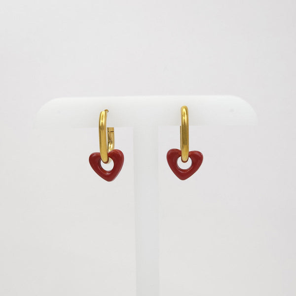 Arracadas con Corazón Rojo