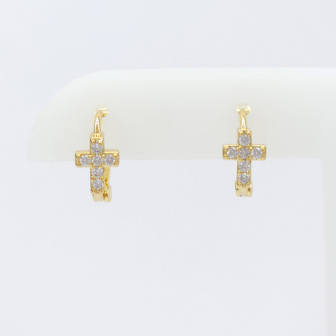 Arracadas Doradas Cruz Brillante