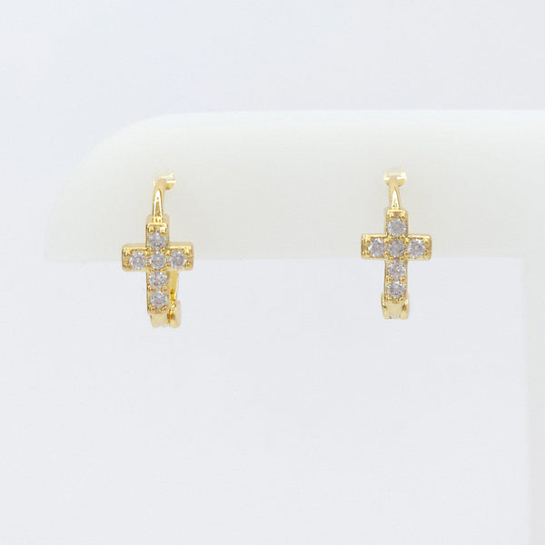 Arracadas Doradas Cruz Brillante