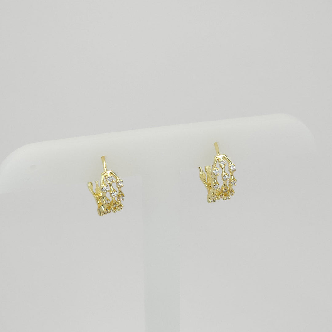 Arracadas Doradas Triple con Brillantes