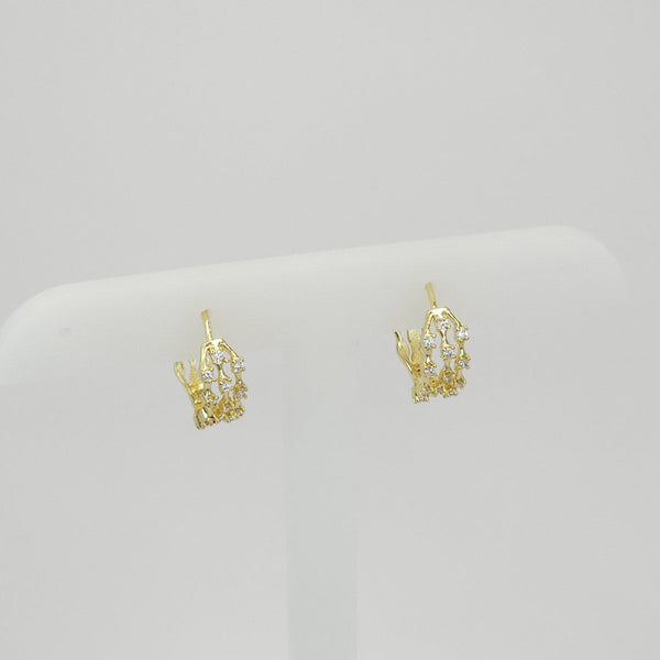 Arracadas Doradas Triple con Brillantes