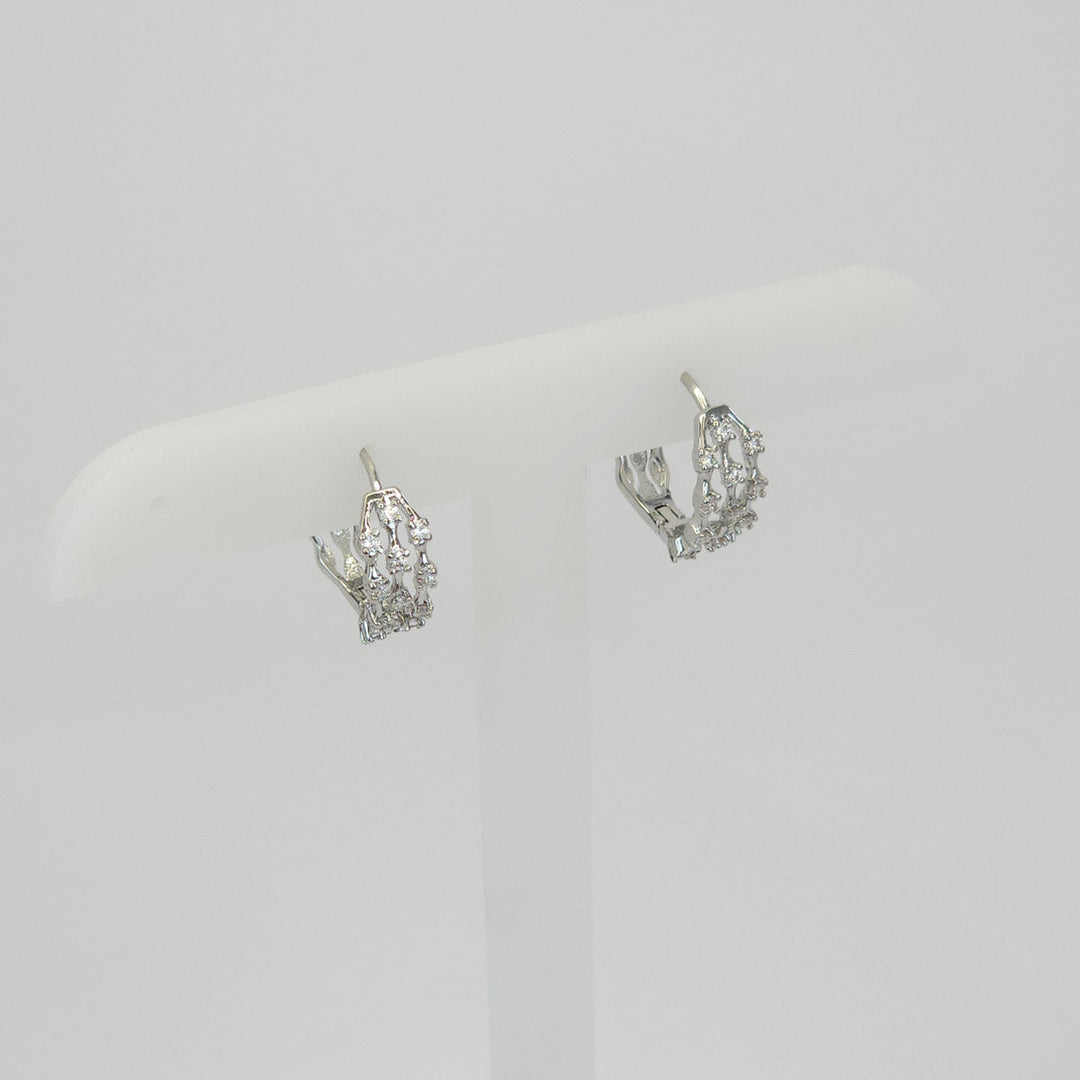 Arracadas PlateadasTriple con Brillantes