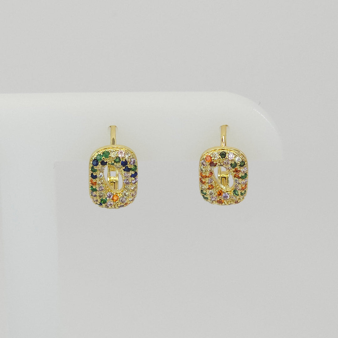 Par de Arracadas con Brillos y Colores Doradas