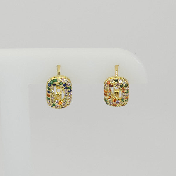 Par de Arracadas con Brillos y Colores Doradas