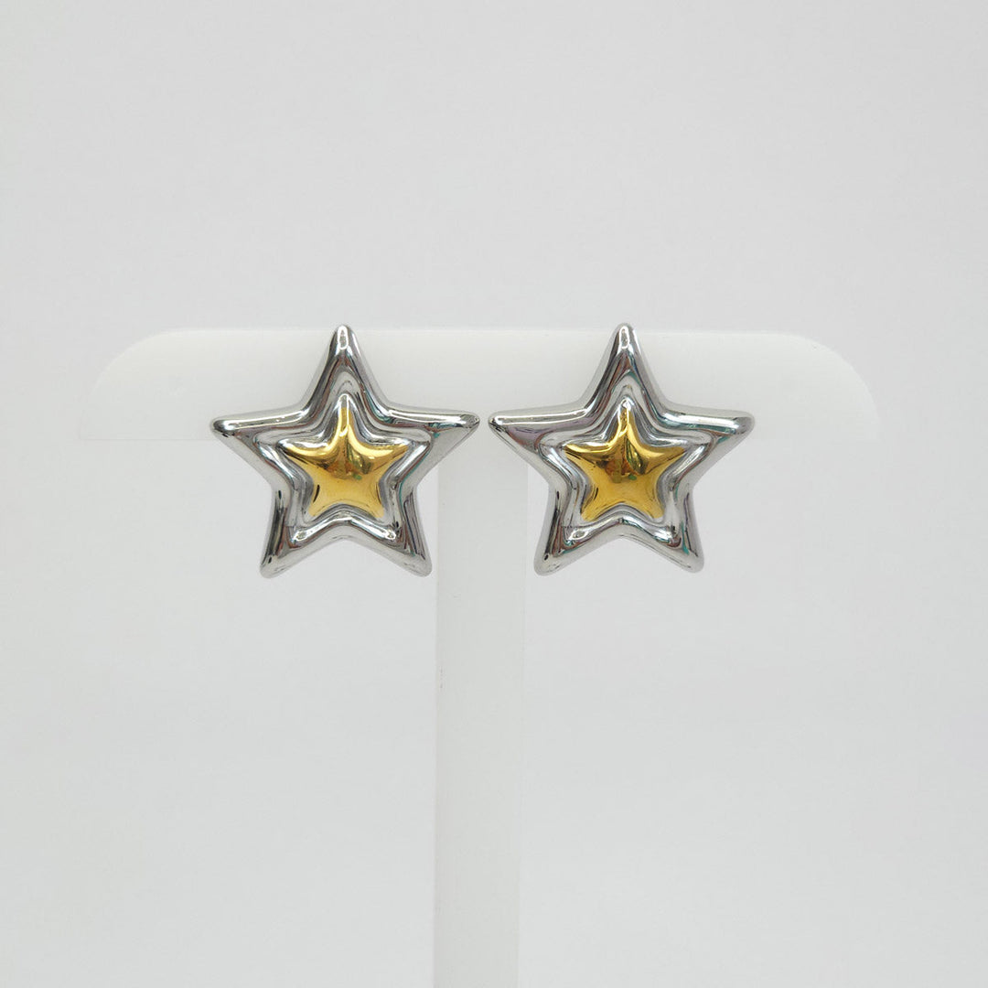 Aretes Dorados con Plateado Super Estrella