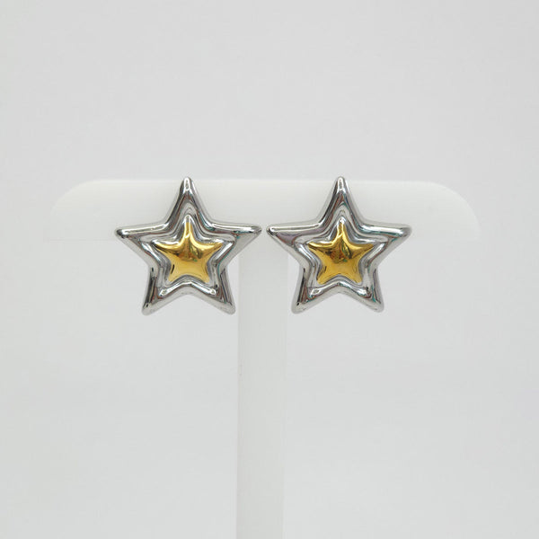 Aretes Dorados con Plateado Super Estrella