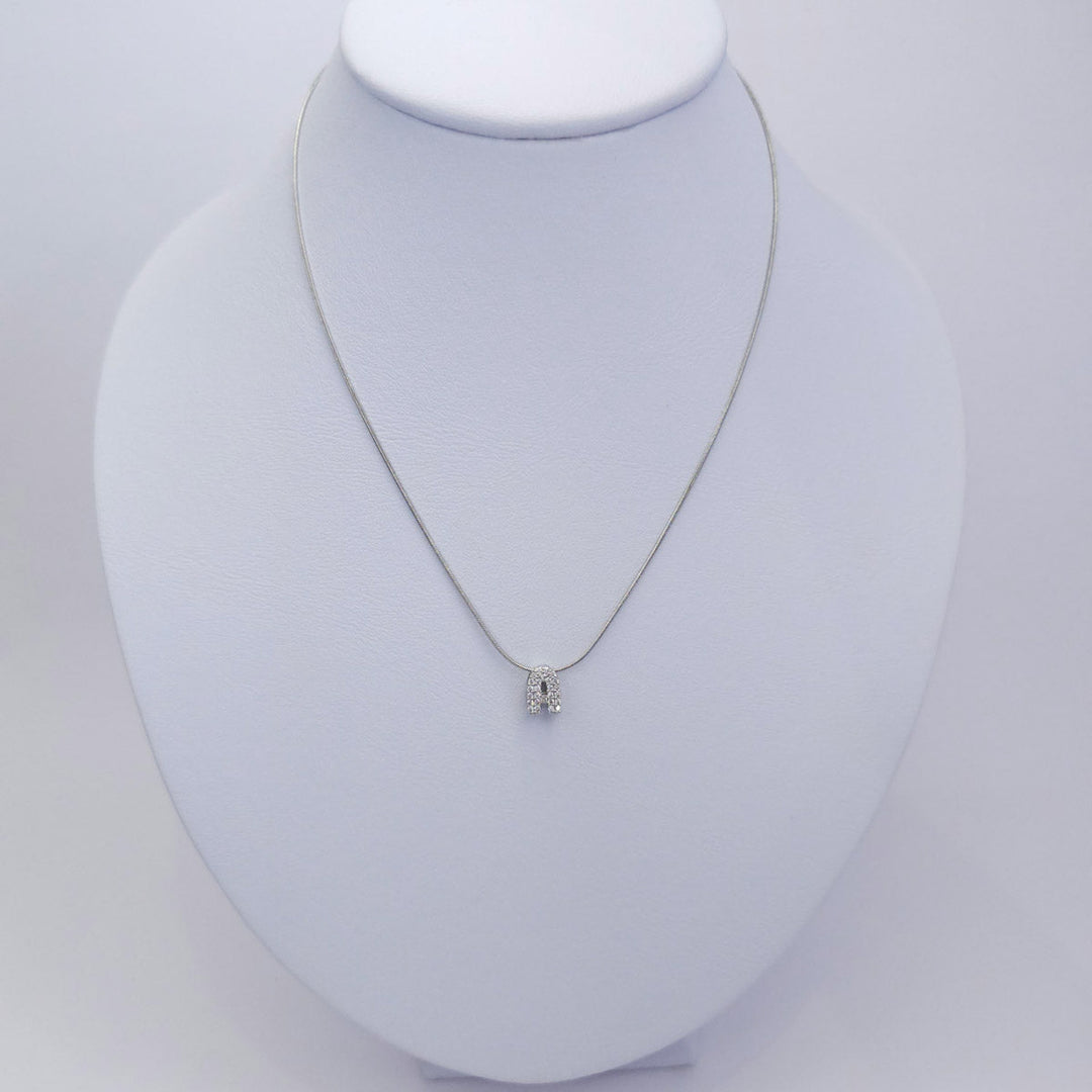 Collar Inicial Burbuja Plateado con Zirconias